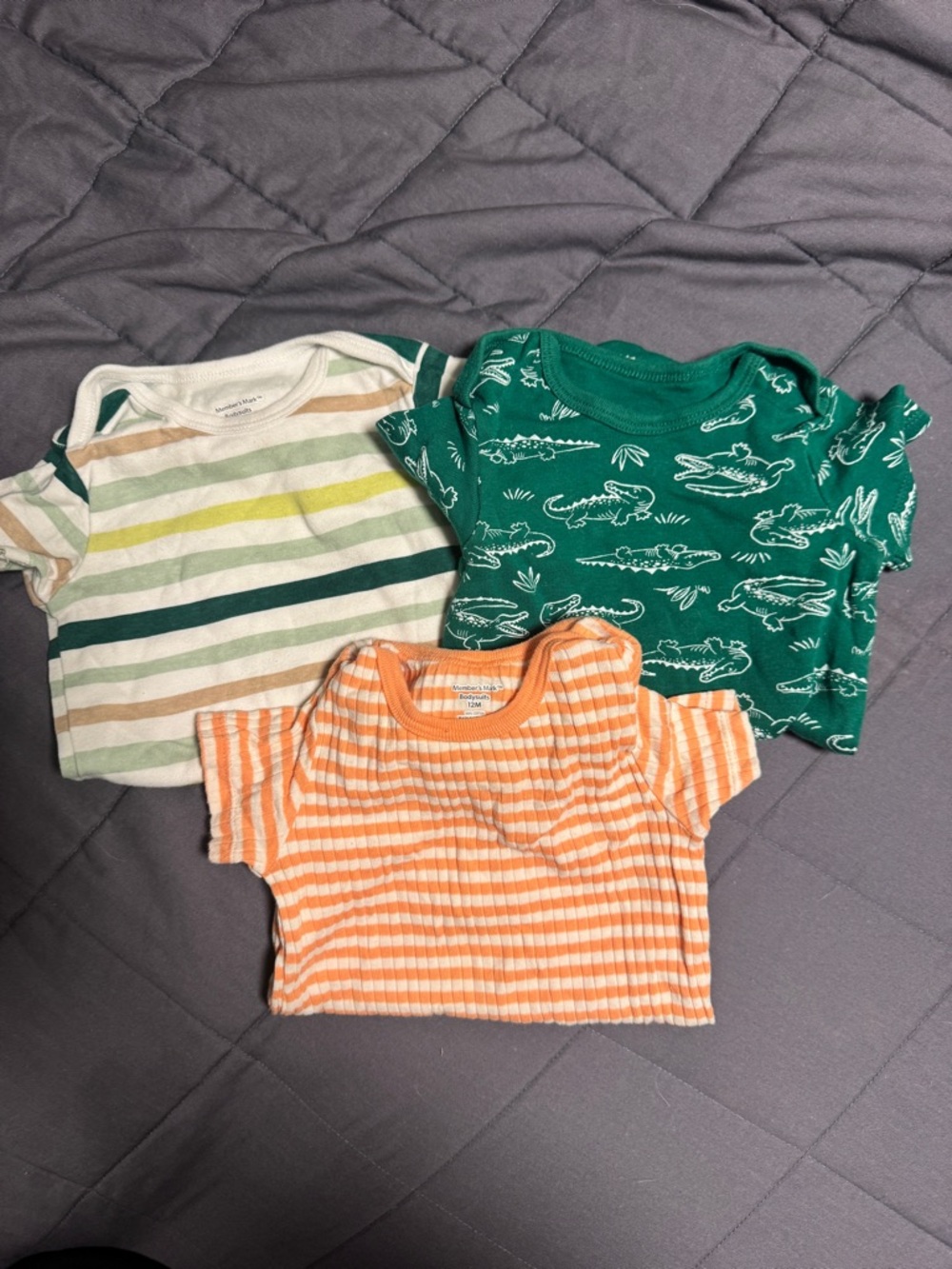 3 Member’s Mark Bodysuits 12M